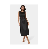 Bebe Women's Satin Lace Insert Midi Dress