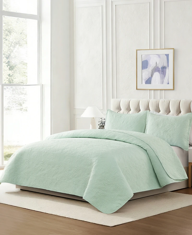 Chelsea Loft Pinsonic Floral Embossed -Pc. Quilt Set