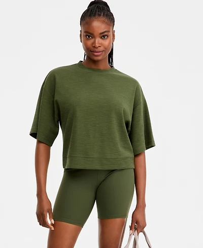 Id Ideology Women's Rub Slub Short-Sleeve Top, Macy's Exclusive