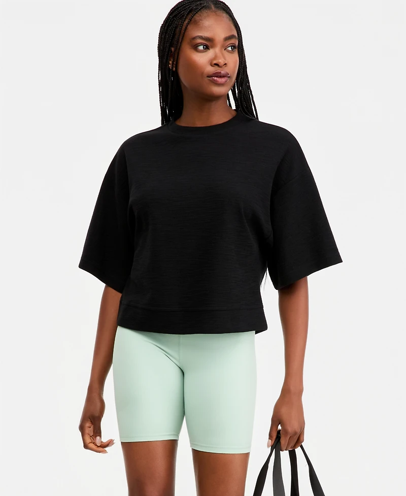 Id Ideology Women's Rub Slub Short-Sleeve Top, Macy's Exclusive
