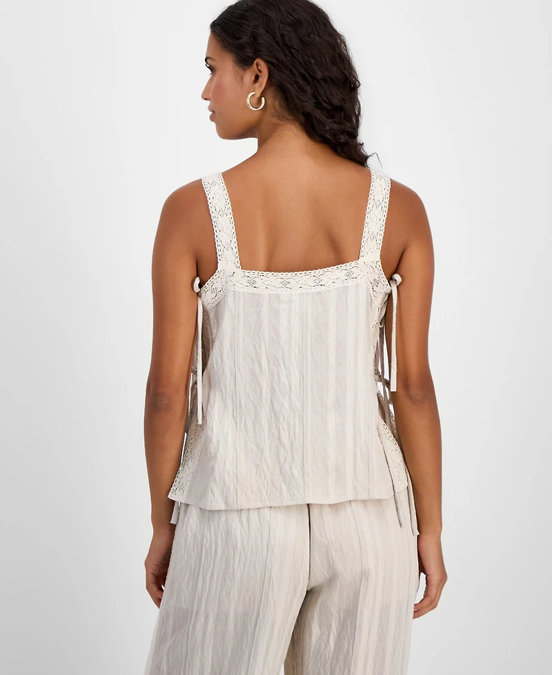 And Now This Petite Lace Trim Tie-Side Sleeveless Top, Macy's Exclusive