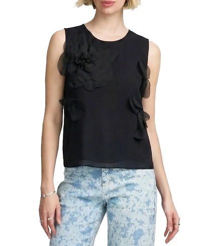 Elle Collection Women's Floral Applique Shell
