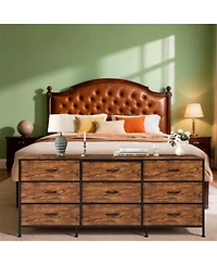 gaomon Tv Stand Dresser with 9 Fabric Drawers for TVs , Entertainment Center Storage Organizer