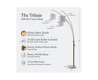 Trilage 84" Led Contemporary Arc Floor Lamp with Marble Base, Bulbs Included