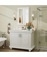 Apmir 20" x 28" Inch Thick Metal Framed Wall Mirrors for Bedroom
