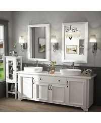 Apmir 24" x 36" Inch Thick Metal Framed Wall Mirrors for Bedroom