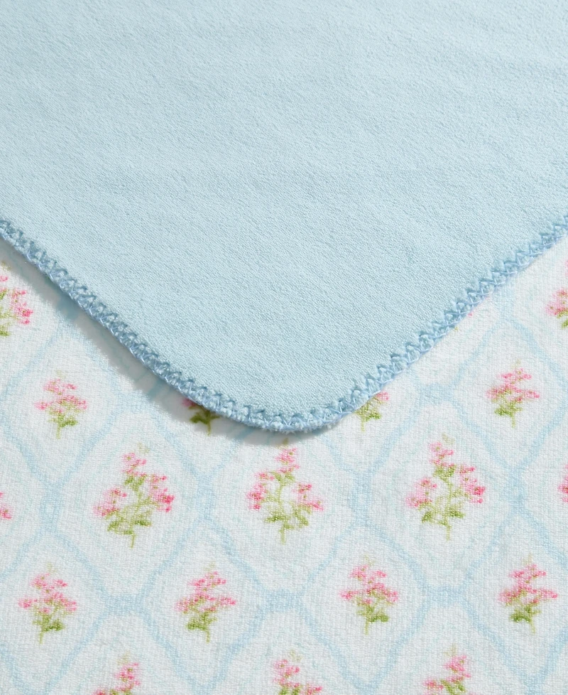 Laura Ashley Pinford Trellis Printed Plush Reversible Throw, 70" x 50"