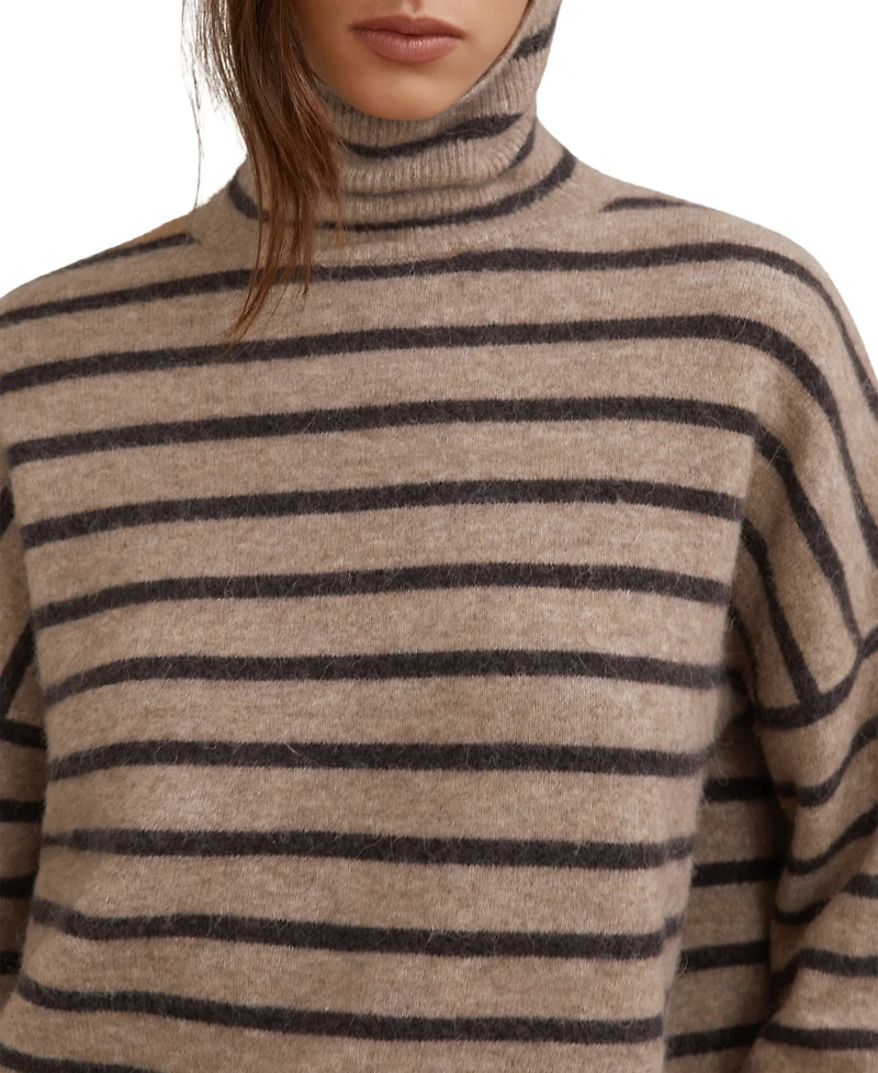 Reiss Women's Stripe Roll-Neck Jumper with Wool