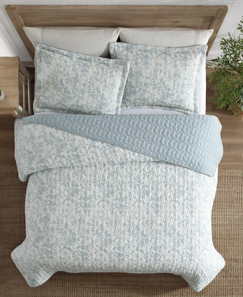 Laura Ashley Amberly Seersucker 3-Pc. Quilt Set