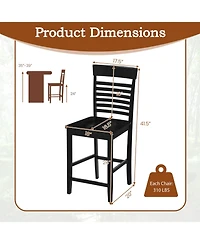 Slickblue Solid Wood Dining Chairs Set of 2 with Footrests, Comfortable Kitchen Seating