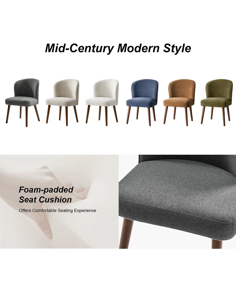 Hulala Home Davia Mid-Century Modern Upholstered Dining Chair with Solid Wood Leg