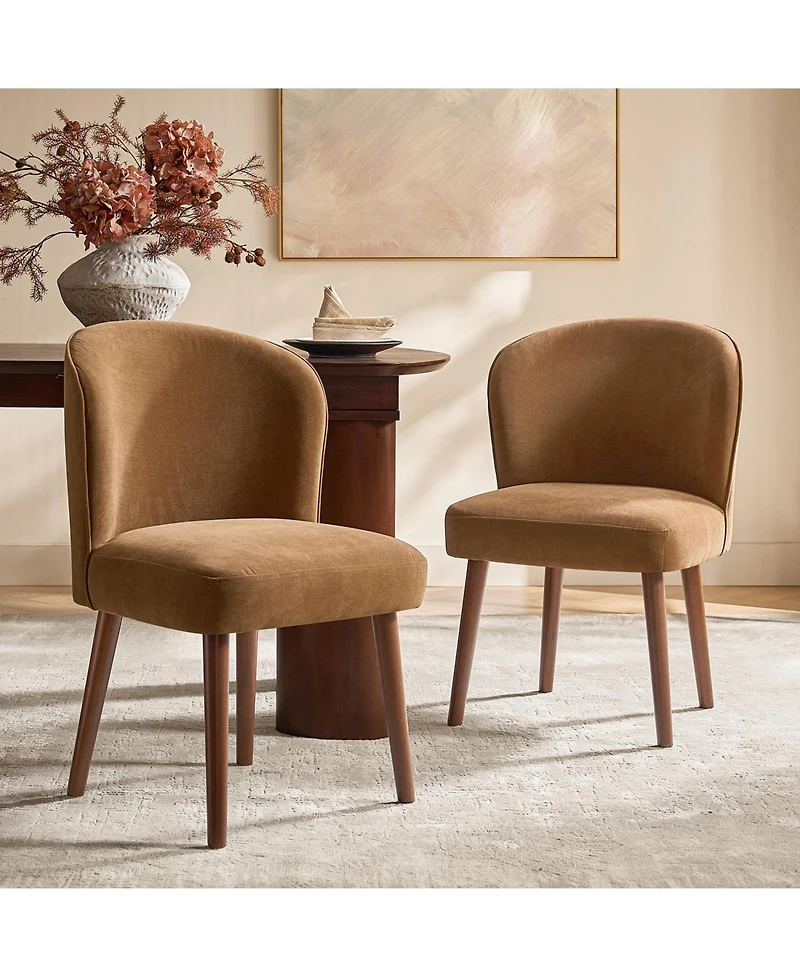 Hulala Home Davia Mid-Century Modern Upholstered Dining Chair with Solid Wood Leg