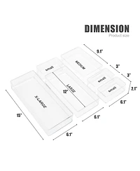 Sorbus Clear Drawer Organizer 5-Piece Set, Multi-Purpose Bins for office supplies, craft materials, and more