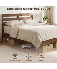 Slickblue Wooden Platform Bed Frame with Slatted Headboard