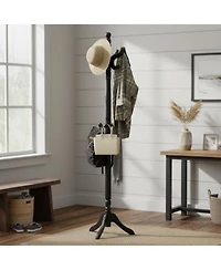 Yigii Solid Wood Coat Rack Freestanding Hall Tree 3 Adjustable Heights 11 Hooks Rubber Frame Entryway Hanger Stand