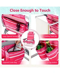 Gymax 2PCS Folding Backpack Beach Chair Table Set 5-Position Outdoor Reclining Chair Hot