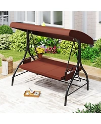 Sugift 3-Piece Patio Swing Set with Canopy and Removable Cushions