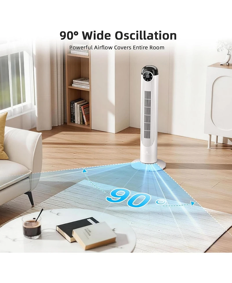 Antarctic Star 36-Inch Quiet Oscillating Tower Fan with Remote and Washable Grille