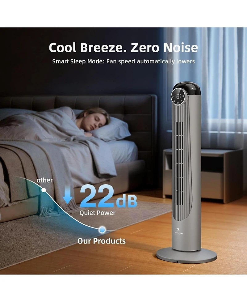 Antarctic Star 36-Inch Quiet Oscillating Tower Fan with Remote and Washable Grille