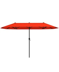 Gouun 13 ft Double-Sided Table Market Umbrella with Crank Handle and 12-Rib Frame