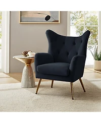 Hulala Home Avianna Wide Tufted Velvet Wingback Chair