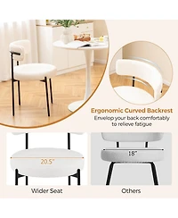 Slickblue Modern Boucle Dining Chair Set of 2 with Curved Backrest and Sturdy Metal Legs