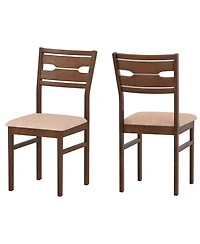 Slickblue Set of 2 Dining Chairs Rubber Wood Frame with Cushioned Seat
