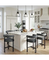 Maison Boucle 24" Upholstered Counter Height Stools Set of 6, Kitchen Counter