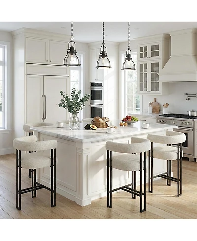 Maison Boucle 24" Upholstered Counter Height Stools Set of 6, Kitchen