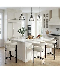 Maison Boucle 24" Upholstered Counter Height Stools Set of 6, Kitchen
