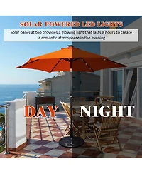 Sugift 9 ft Solar Led Patio Market Umbrella with Tilt and Crank