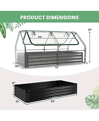 Gymax Raised Garden Bed with Cover 69'' x 33'' x 12'' Planter Box with Mini Greenhouse