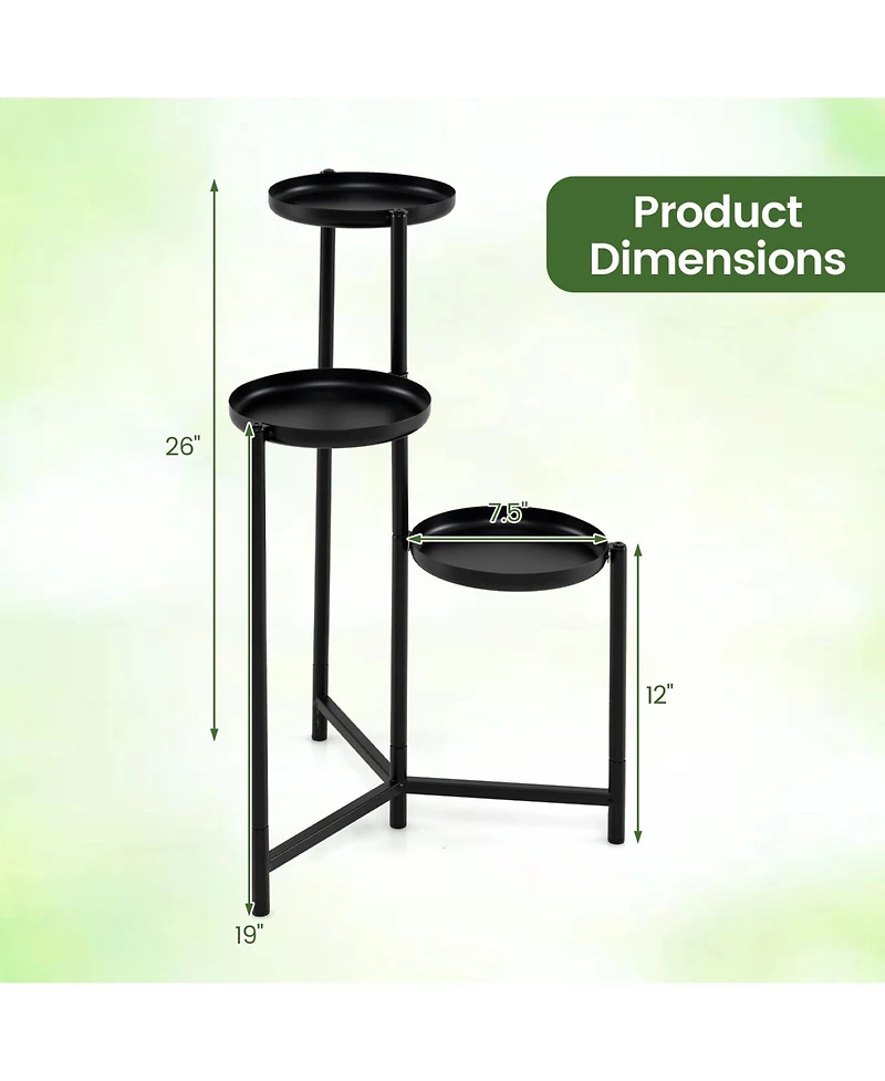 Gymax Metal Plant Stand Indoor Outdoor Tall Corner Flower Pot Holder Display Rack