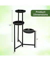 Gymax Metal Plant Stand Indoor Outdoor Tall Corner Flower Pot Holder Display Rack