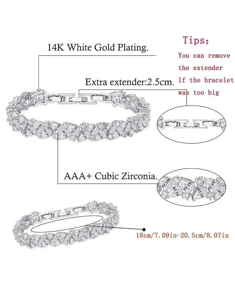 Gnuadz Wedding Tennis Bracelet Marquise Cubic Zirconia Women