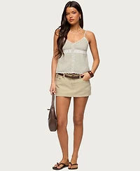 Edikted Women's Elodie Lacey Striped Tank Top