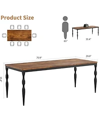 gaomon Dining Room Table 6, 70.9'' Mid Century Kitchen Furniture with Metal Frame Heavy Duty Legs, Waterproof Industrial Rectangle