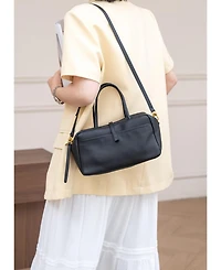 Susu Madison Soft Pebbled Leather Mini Top Handle Satchel Crossbody Bag Small Structured Camera Handbag