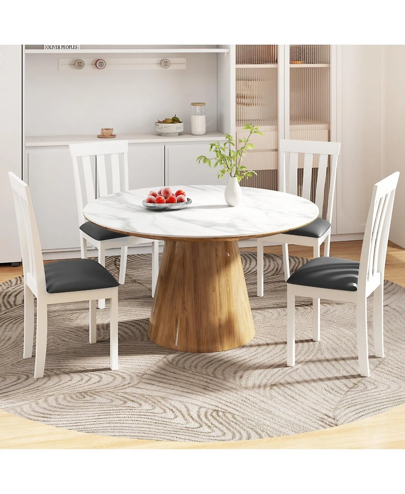 Slickblue Wooden Kitchen Dining Chairs Set of 2 with Upholstered Seat