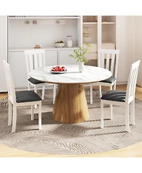 Slickblue Wooden Kitchen Dining Chairs Set of 2 with Upholstered Seat