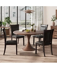 Slickblue Set of 2 Faux Leather Dining Side Chairs with Cushioned Seat for Kitchen and Dining Room