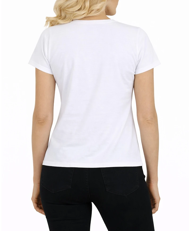 Galaxy By Harvic Women's Divatee Relaxed Fit V-Neck Short Sleeve T-Shirt