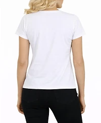 Galaxy By Harvic Women's Divatee Relaxed Fit V-Neck Short Sleeve T-Shirt