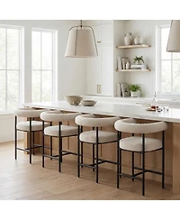 Maison Boucle 24" Boucle Counter Height Stools with Arms Set of 4