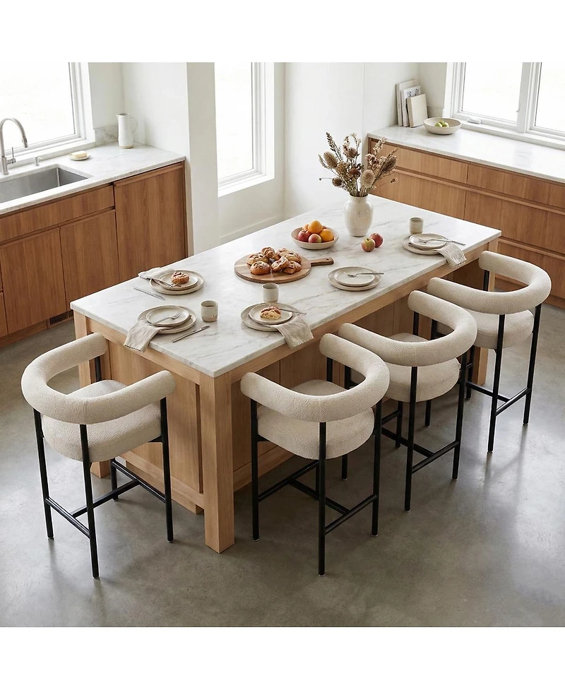 Maison Boucle 24" Boucle Counter Height Stools with Arms Set of 4