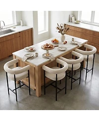 Maison Boucle 24" Boucle Counter Height Stools with Arms Set of 4