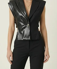 Modenaire Women's Mixed Texture Sleeveless Blazer