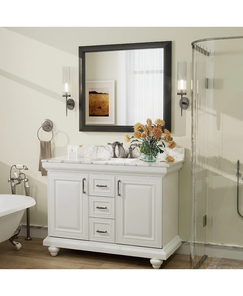 Apmir 32" x 36" Inch Thick Metal Framed Wall Mirrors for Bedroom