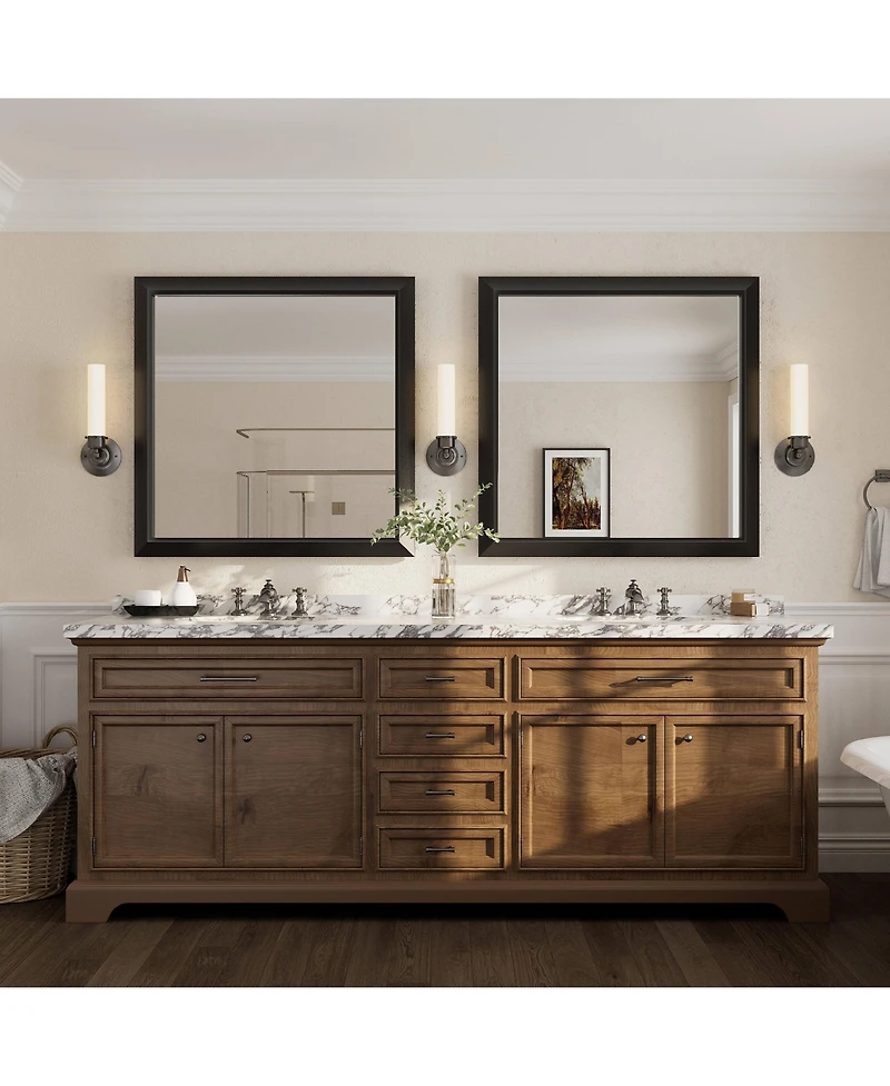 Apmir 36" x 36"-Inch-Thick Metal Framed Wall Mirrors for Bedroom