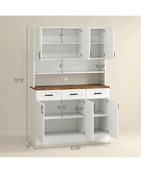 Clihome 70.75" Pantry Storage Cabinet - Kitchen Cupboard with 6 Cabinets 3 Drawers Adjustable Shelves